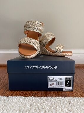 Andre Assous Braided Platinum Multi Slide Sandals